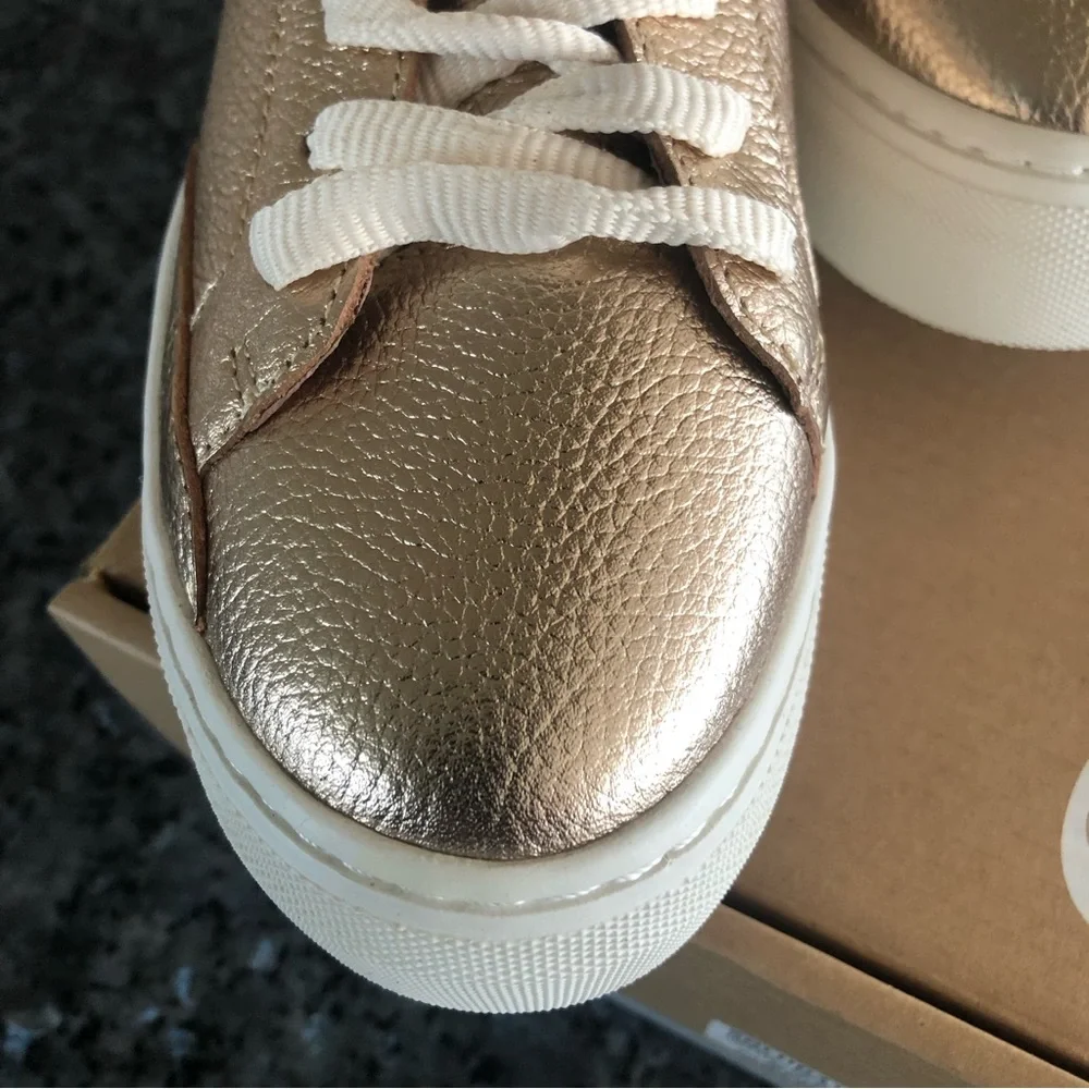NEW SOLUDOS Ibiza Platform Rose Metallic Sneakers - Picture 2 of 16